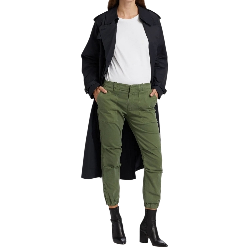 NILI LOTAN Camo Green Twill Cropped Military Pant Sz 4 Zip Fly Old Money Y2K USA